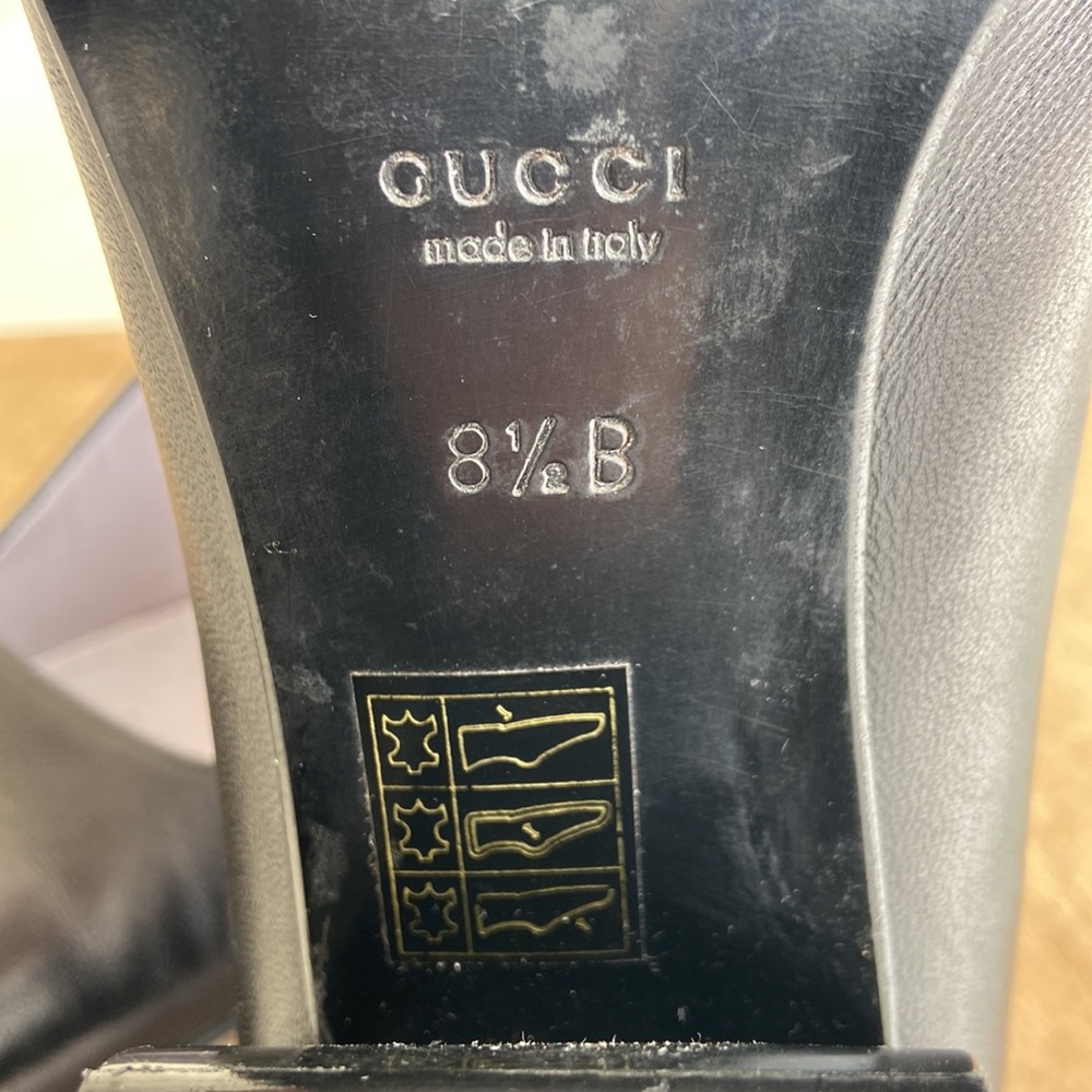 Gucci Leather Square Toe Mid-Heel Pump Shoes Women's Size 8.5 - Picture 8 of 10